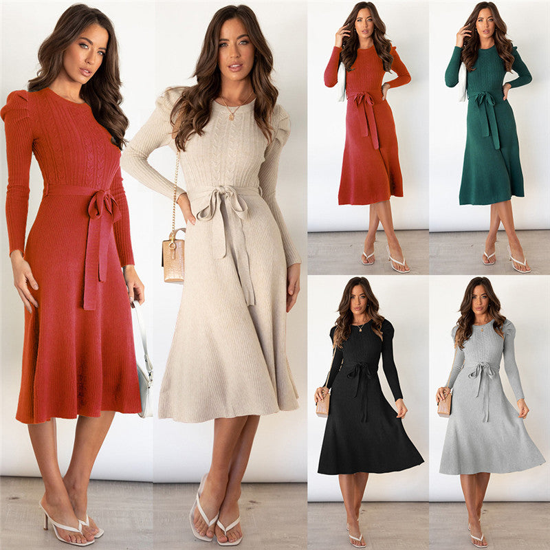 Temperament Was Thin, High-waisted Large-length Dress, Base Sweater Skirt
