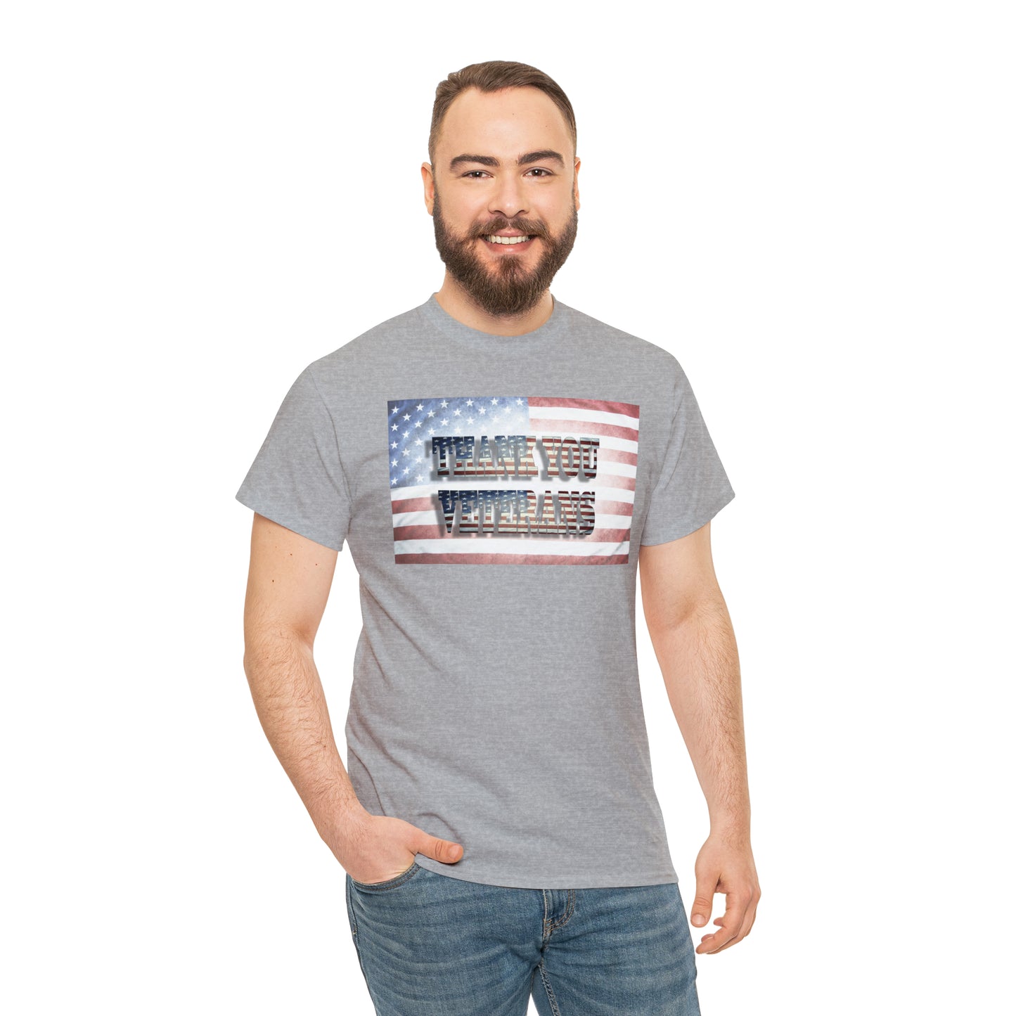 Military Appreciation-Thank You Veterans Unisex Heavy Cotton Tee Express Shipping