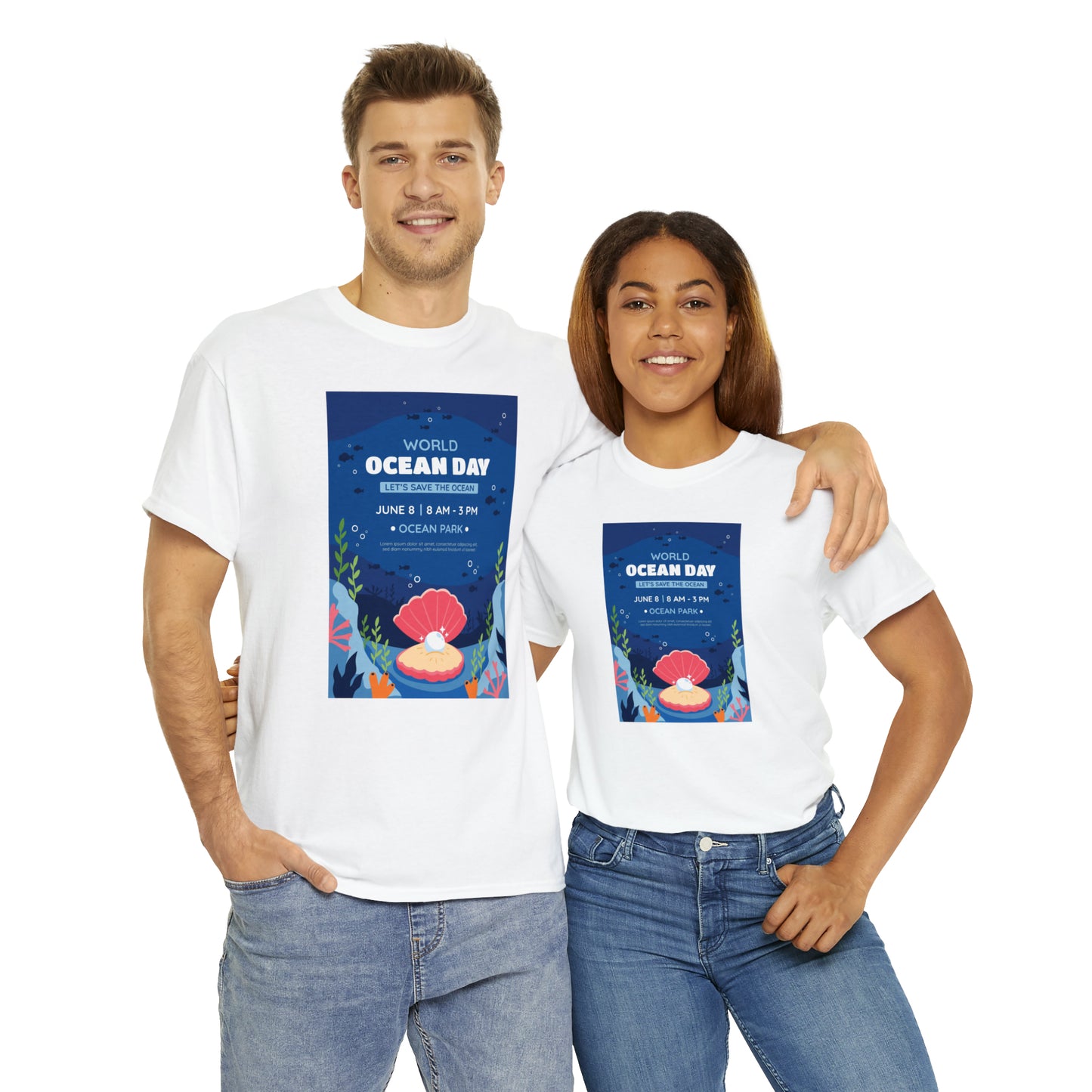 World Ocean Day Unisex Heavy Cotton Tee Express Delivery in Continental US