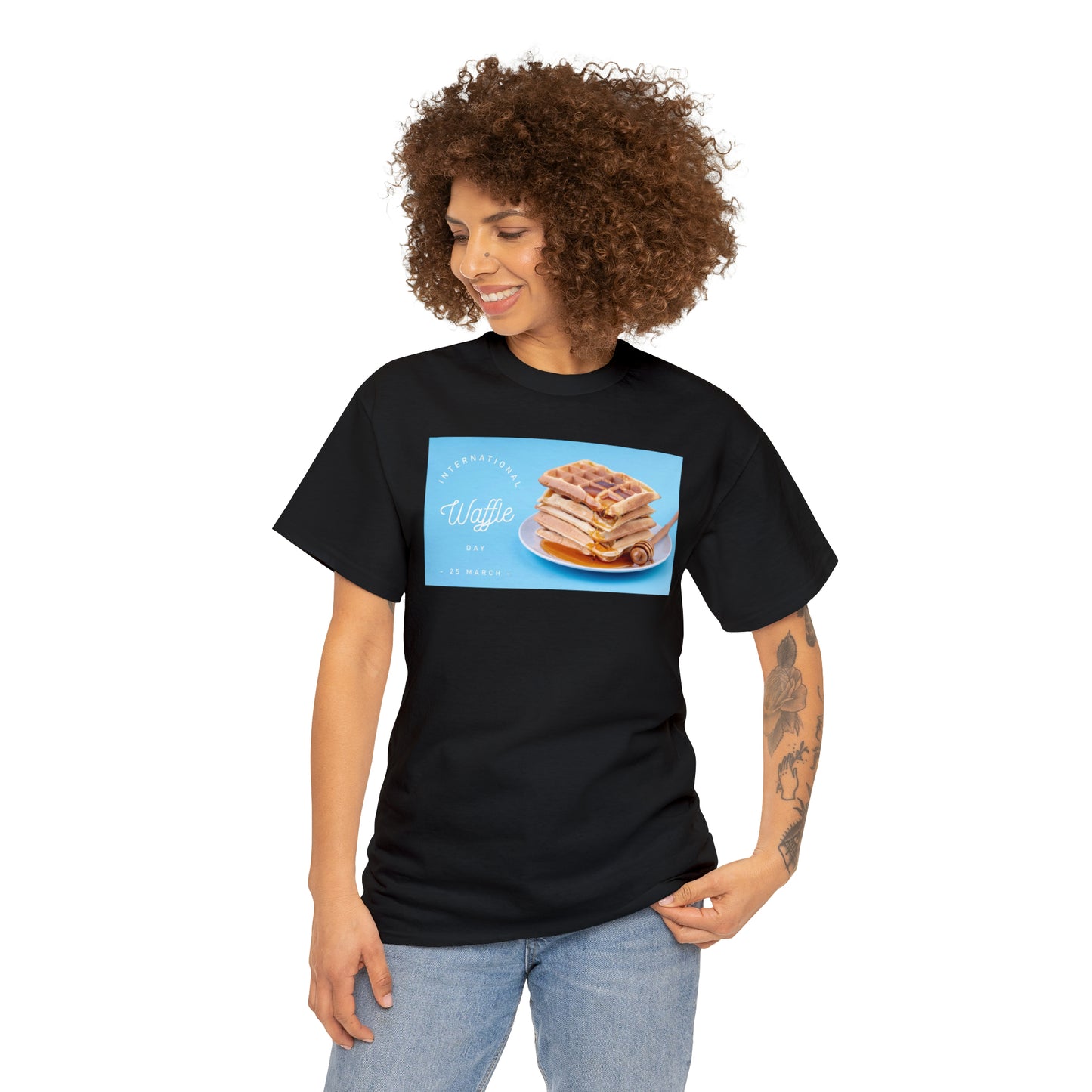 National Waffle Day Unisex Heavy Cotton Tee Express Delivery in Continental US