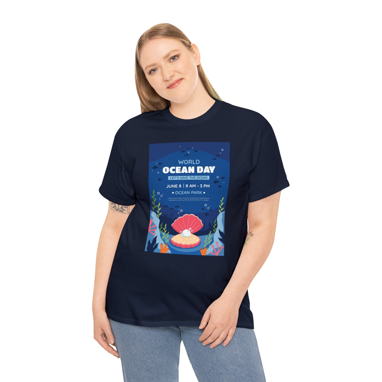 World Ocean Day Unisex Heavy Cotton Tee Express Delivery in Continental US