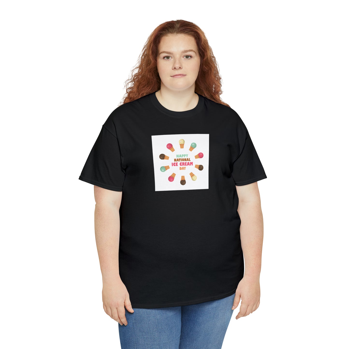 Happy National Ice Cream Day Unisex Heavy Cotton Tee Express Delivery in Continental US