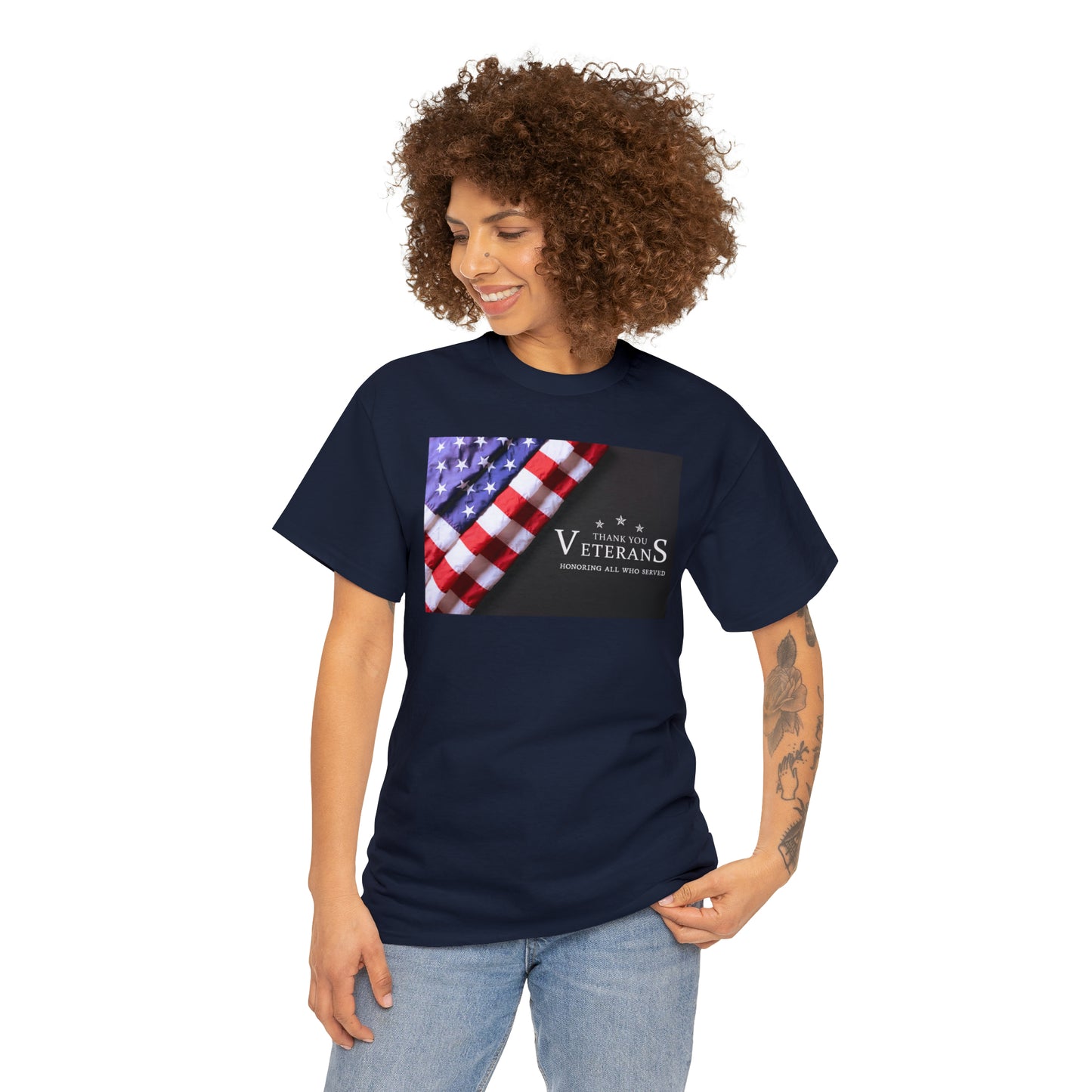 Thank You Veterans-Honoring All Who Served Unisex Heavy Cotton Tee Express Delivery in Continental US