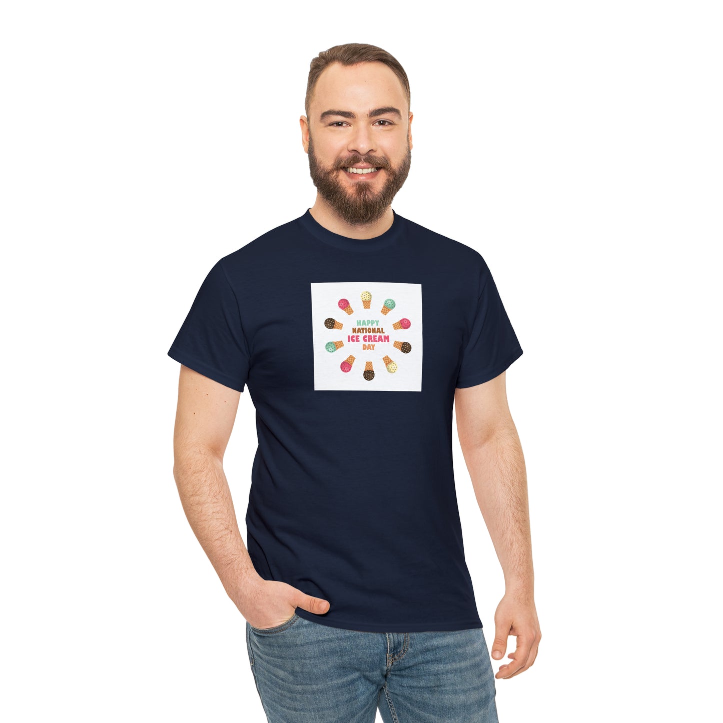 Happy National Ice Cream Day Unisex Heavy Cotton Tee Express Delivery in Continental US