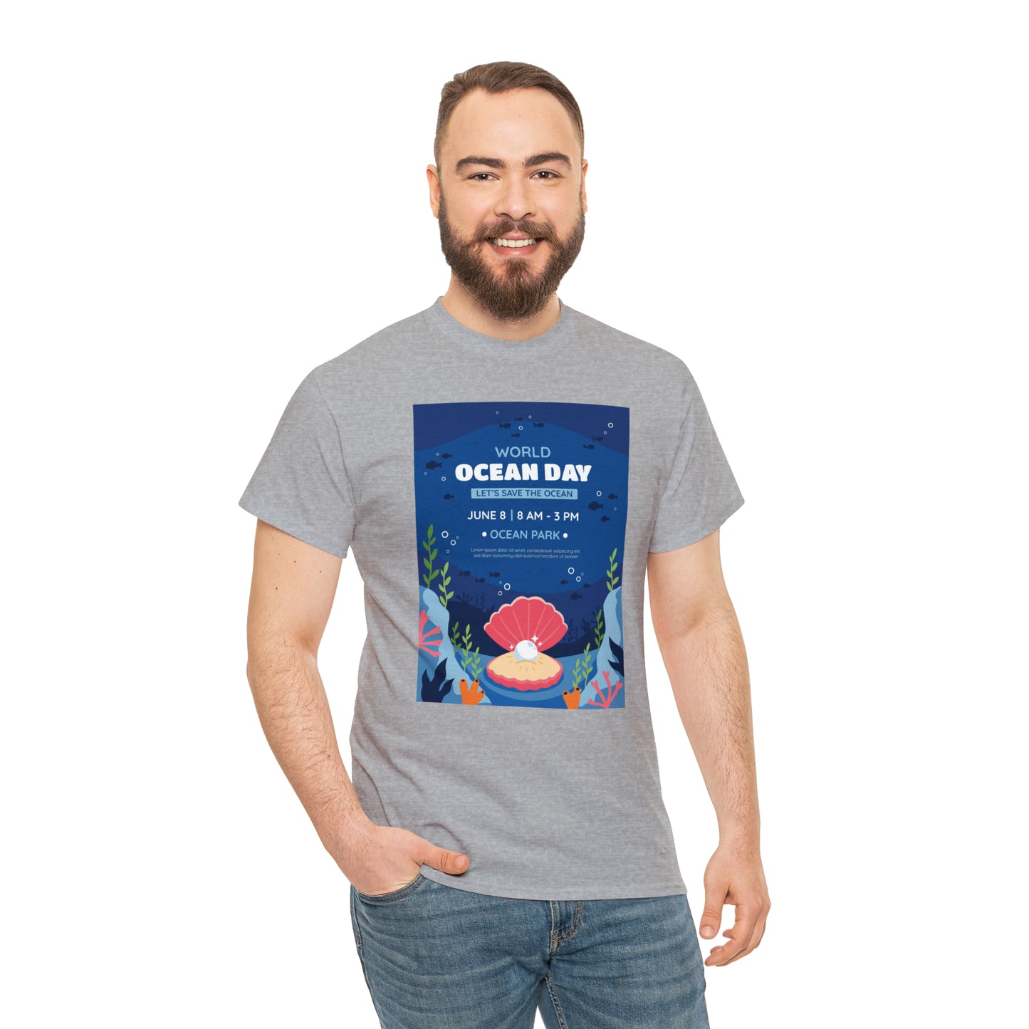 World Ocean Day Unisex Heavy Cotton Tee Express Delivery in Continental US