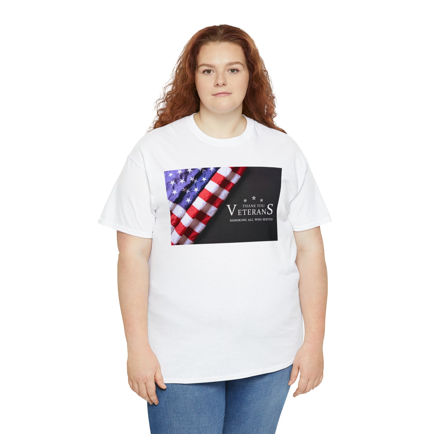 Thank You Veterans-Honoring All Who Served Unisex Heavy Cotton Tee Express Delivery in Continental US