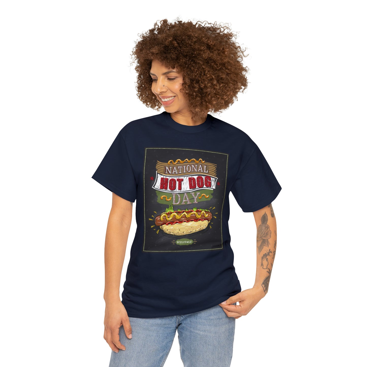 National Hot Dog Day Unisex Heavy Cotton Tee Express Delivery in Continental US