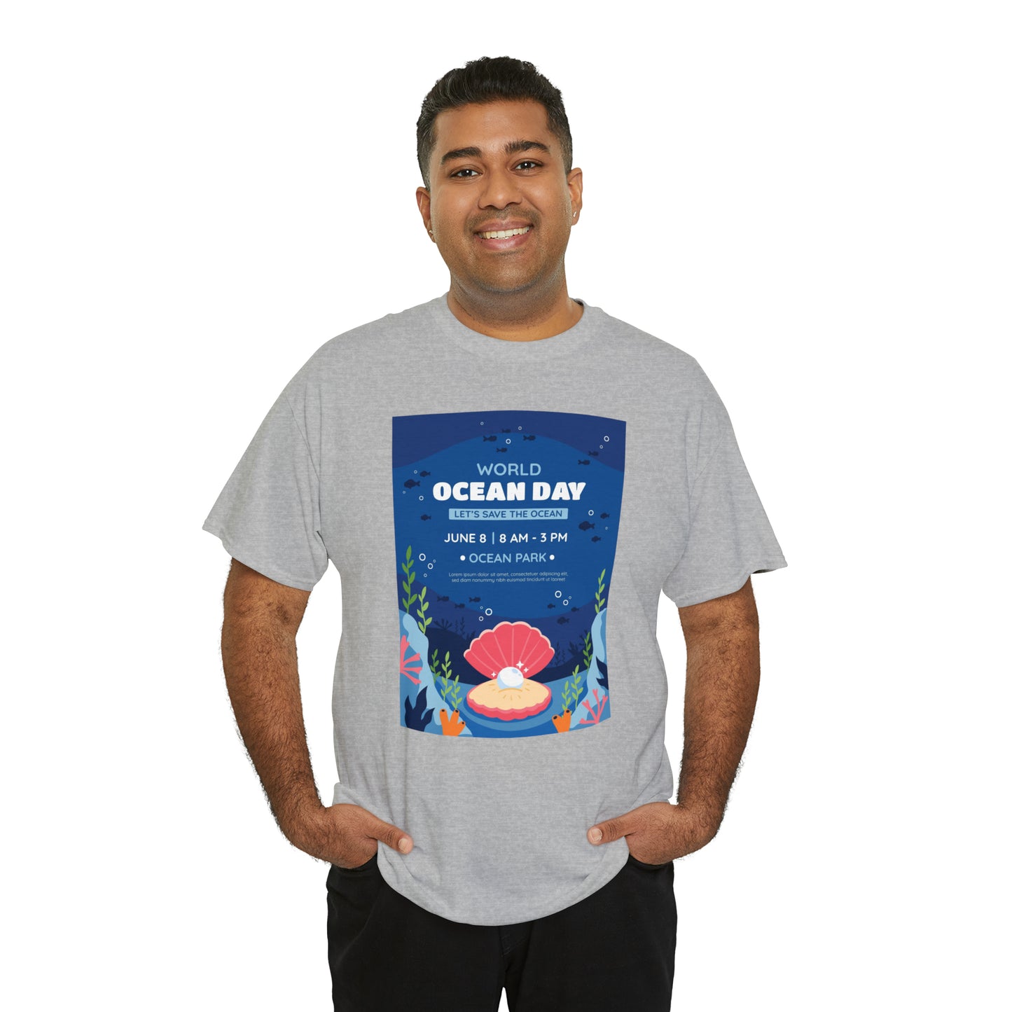 World Ocean Day Unisex Heavy Cotton Tee Express Delivery in Continental US