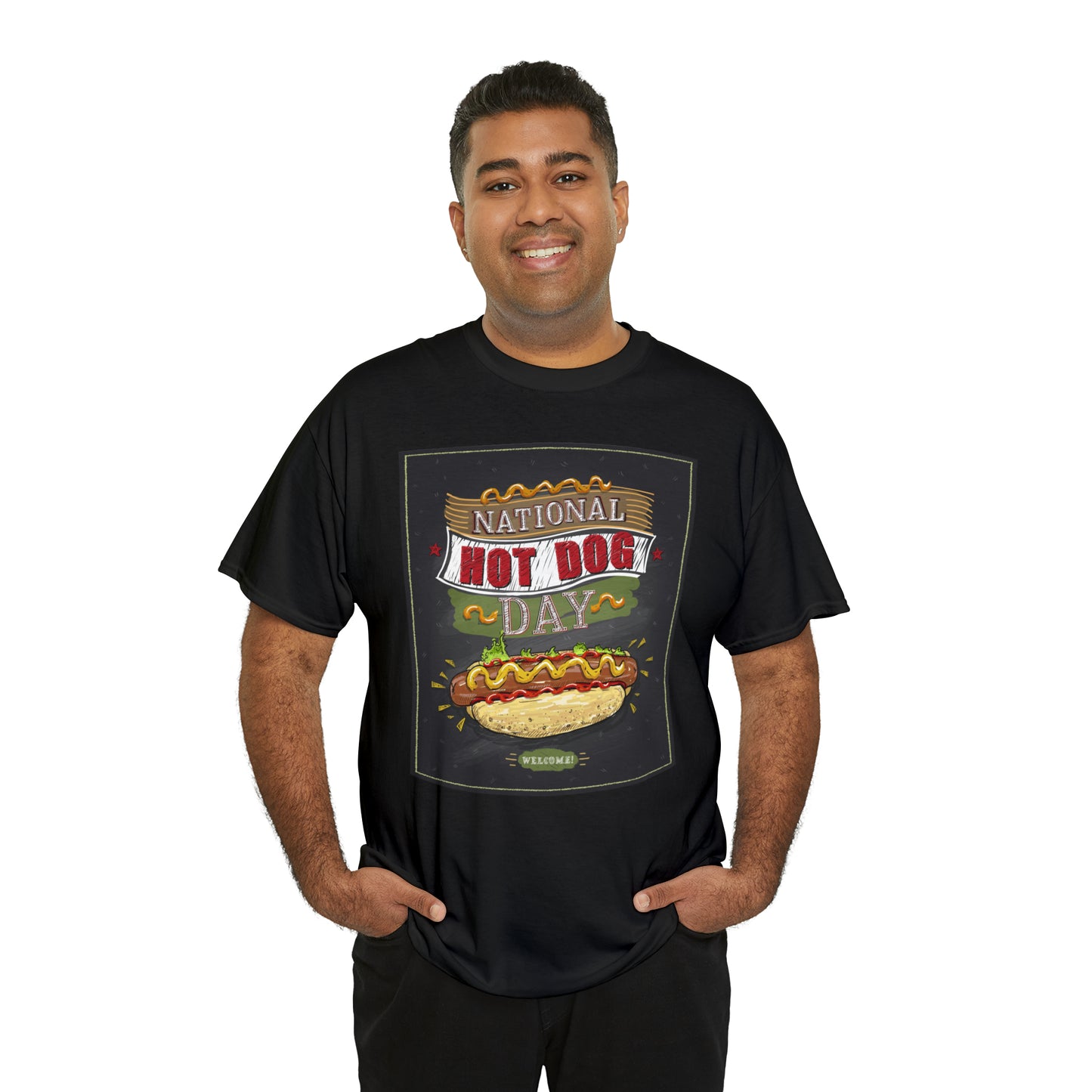 National Hot Dog Day Unisex Heavy Cotton Tee Express Delivery in Continental US