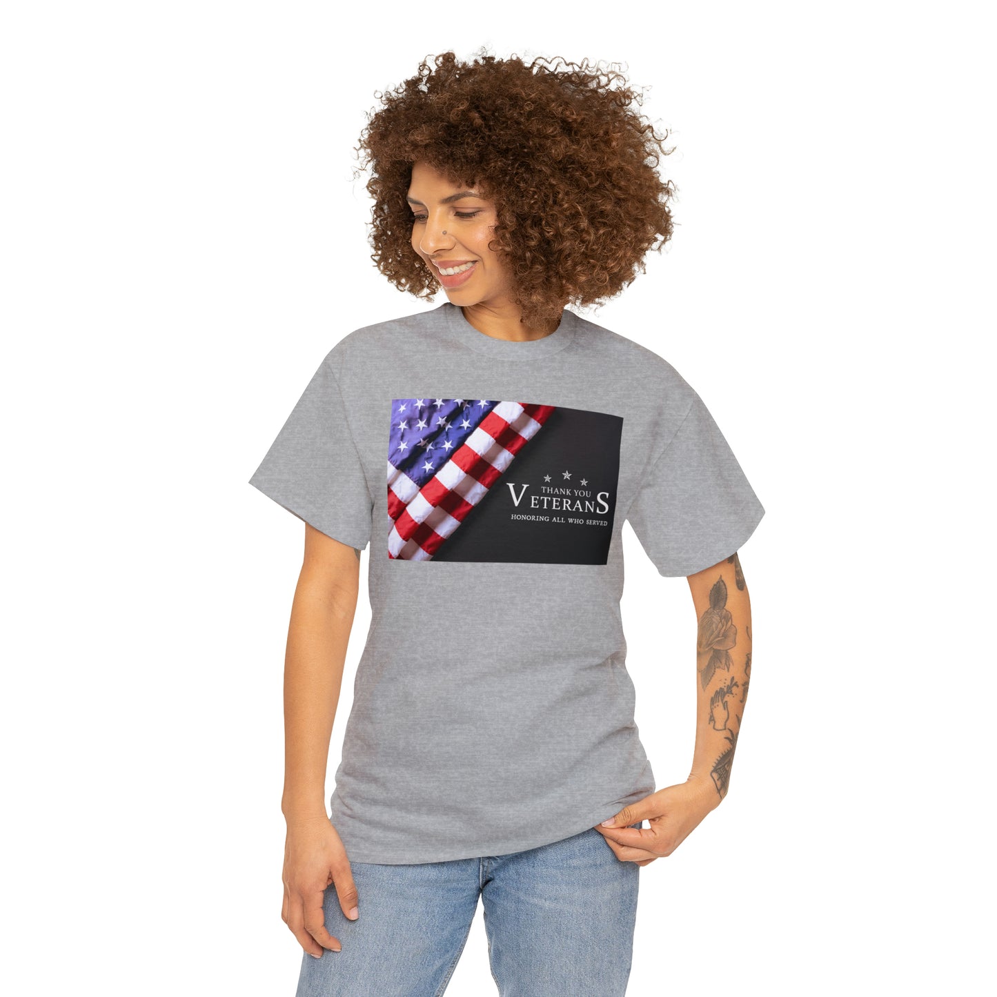 Thank You Veterans-Honoring All Who Served Unisex Heavy Cotton Tee Express Delivery in Continental US