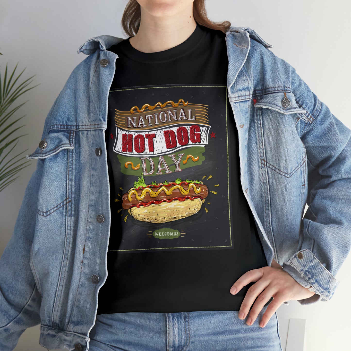 National Hot Dog Day Unisex Heavy Cotton Tee Express Delivery in Continental US