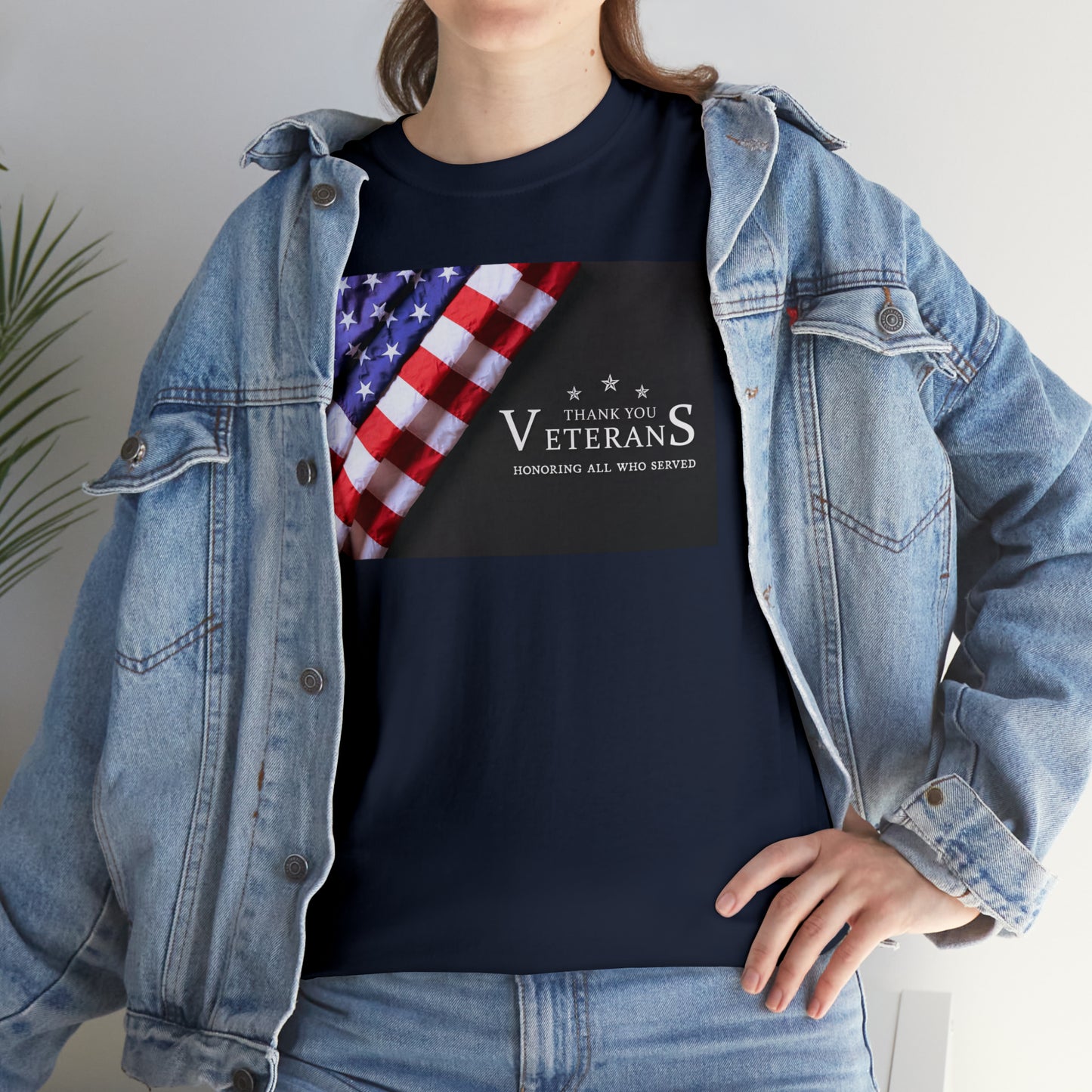 Thank You Veterans-Honoring All Who Served Unisex Heavy Cotton Tee Express Delivery in Continental US