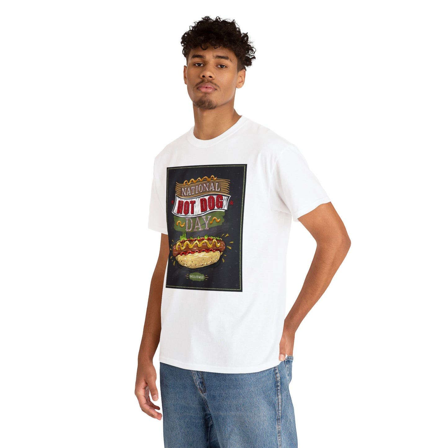 National Hot Dog Day Unisex Heavy Cotton Tee Express Delivery in Continental US