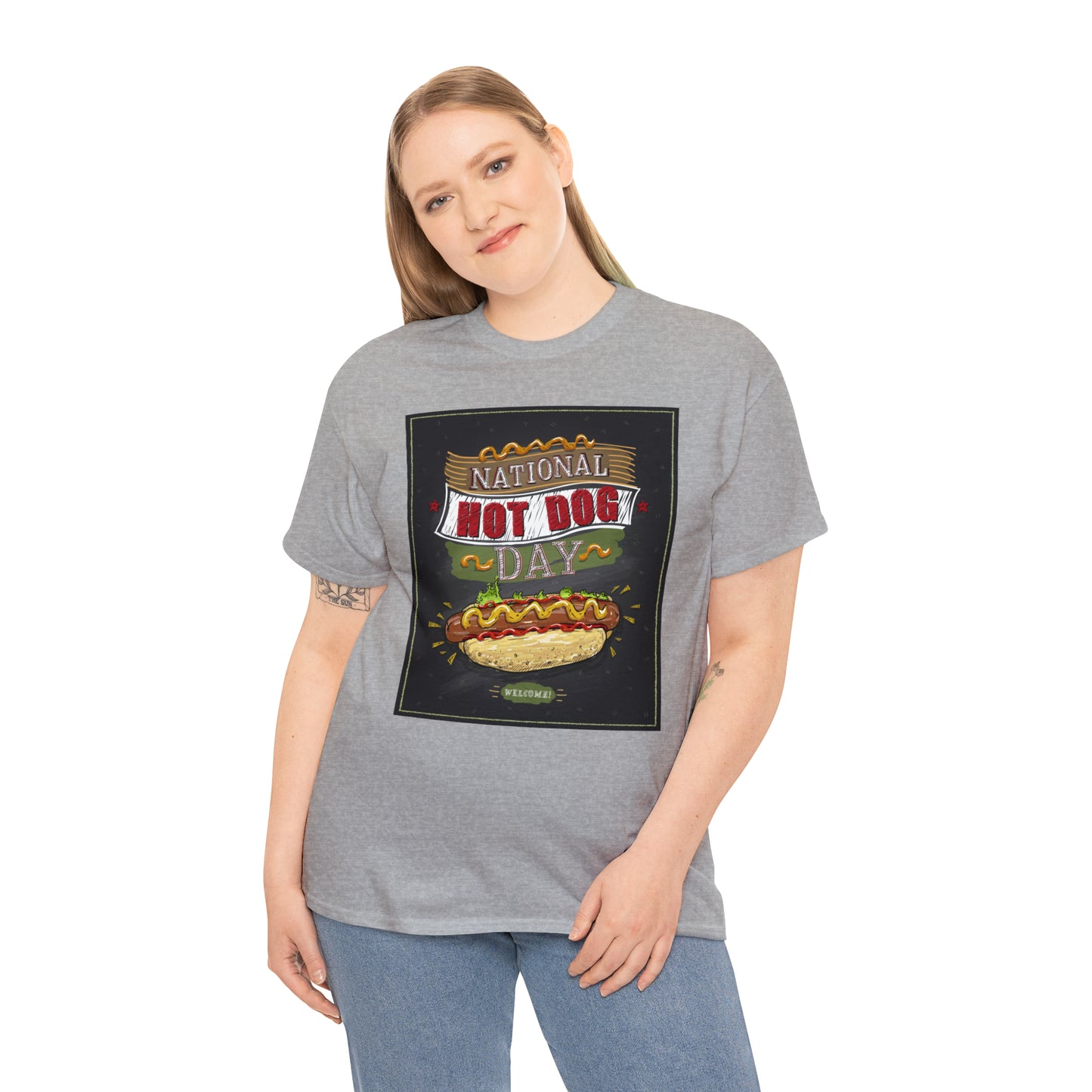 National Hot Dog Day Unisex Heavy Cotton Tee Express Delivery in Continental US