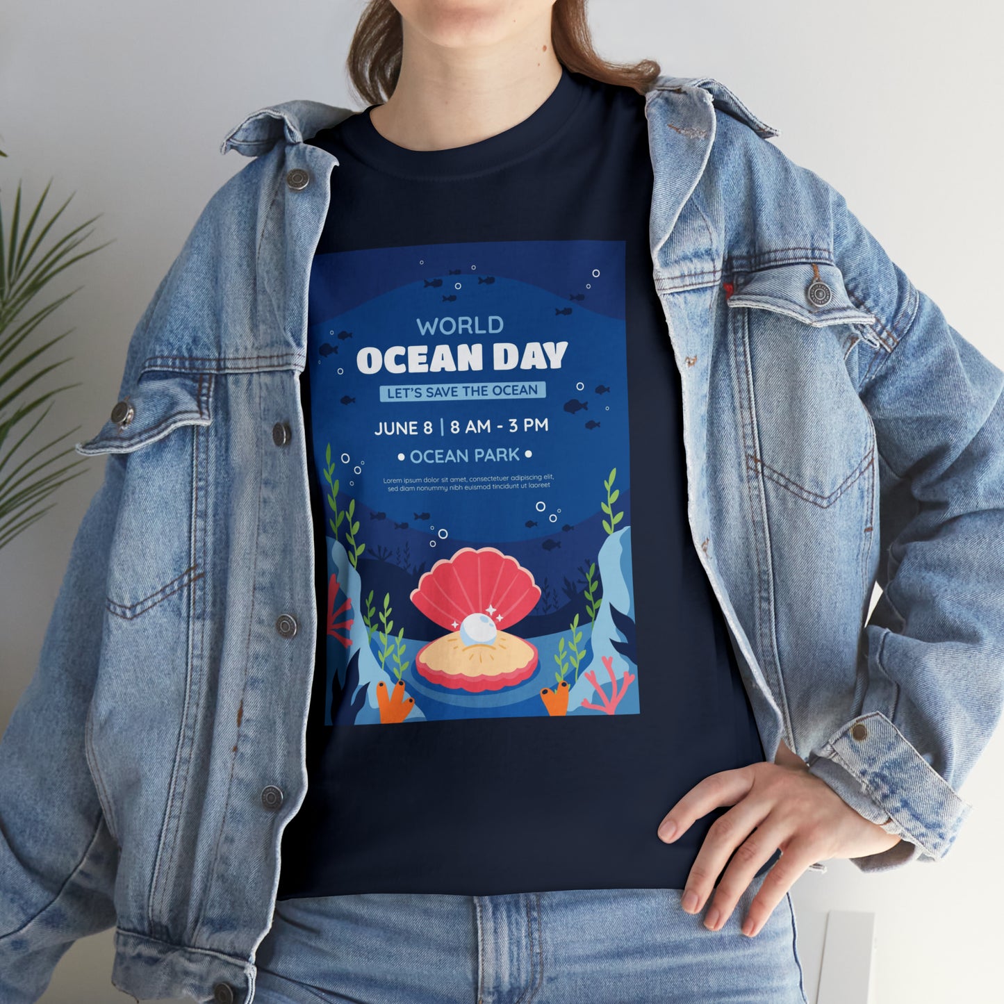 World Ocean Day Unisex Heavy Cotton Tee Express Delivery in Continental US