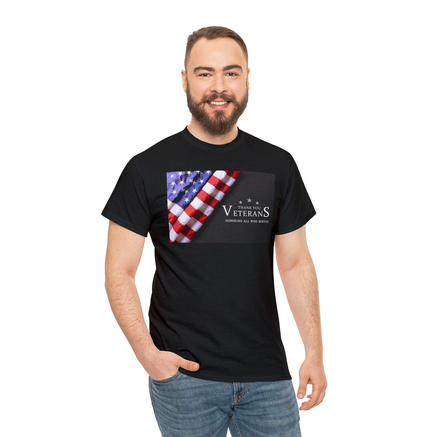 Thank You Veterans-Honoring All Who Served Unisex Heavy Cotton Tee Express Delivery in Continental US