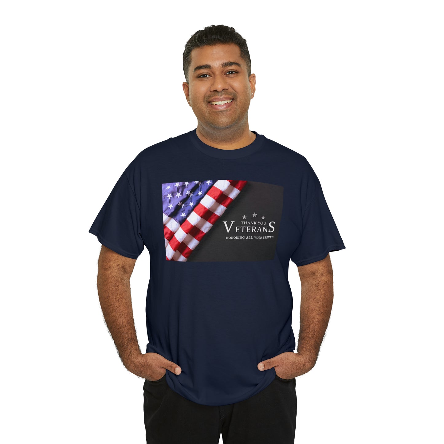 Thank You Veterans-Honoring All Who Served Unisex Heavy Cotton Tee Express Delivery in Continental US