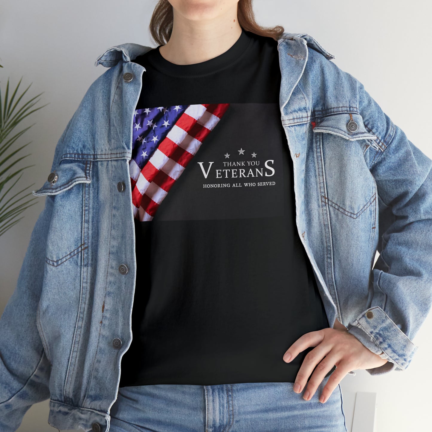 Thank You Veterans-Honoring All Who Served Unisex Heavy Cotton Tee Express Delivery in Continental US