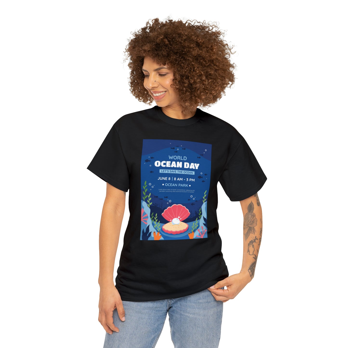 World Ocean Day Unisex Heavy Cotton Tee Express Delivery in Continental US