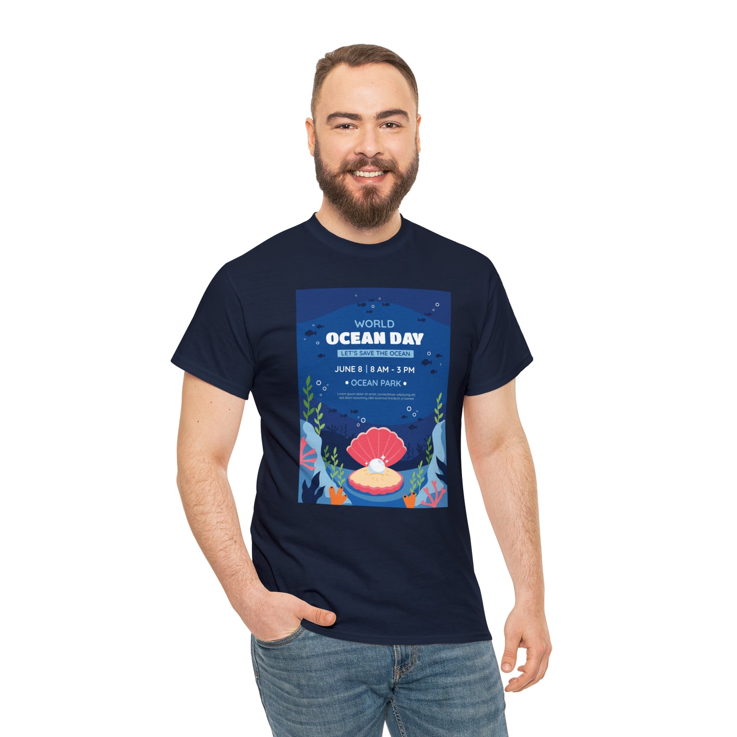 World Ocean Day Unisex Heavy Cotton Tee Express Delivery in Continental US