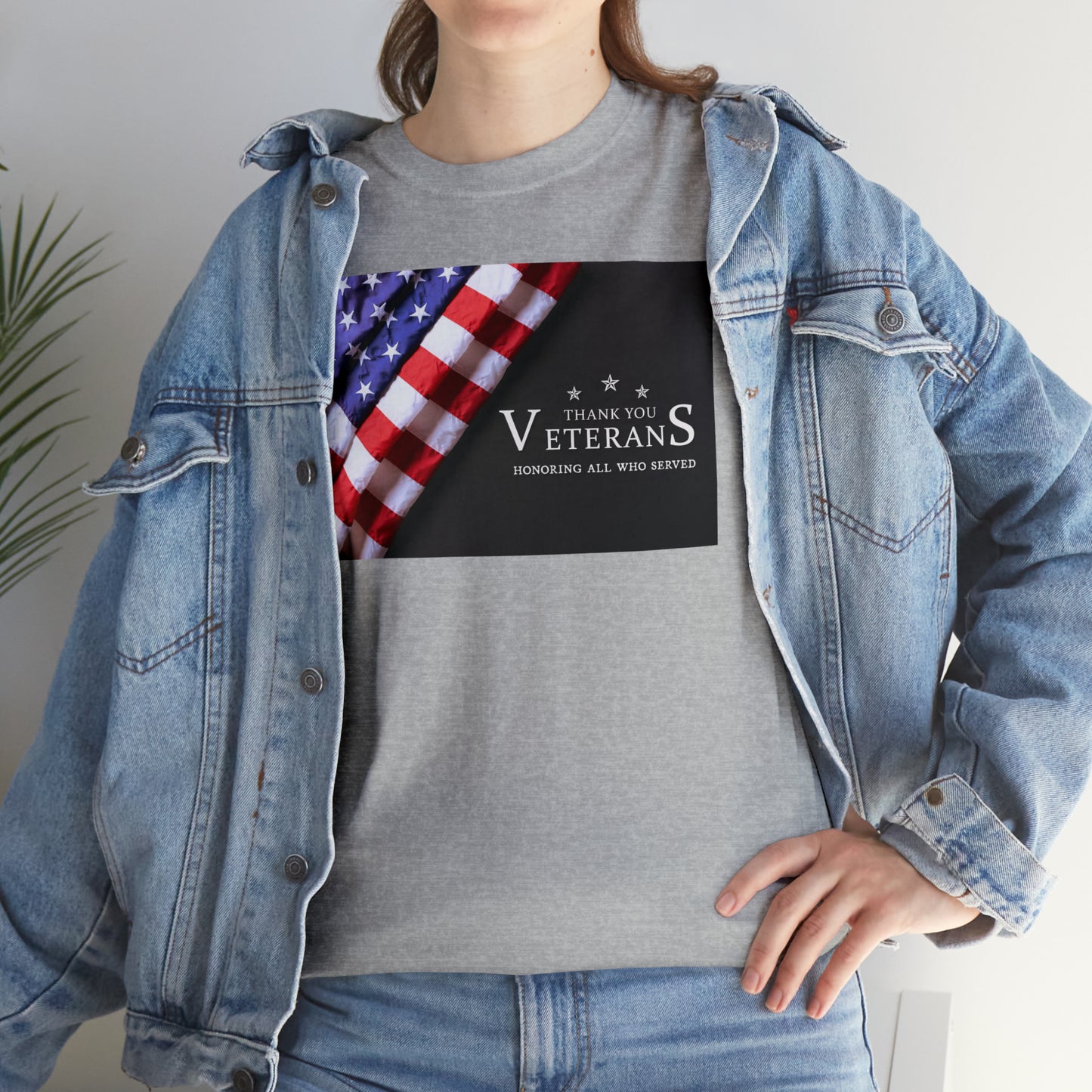 Thank You Veterans-Honoring All Who Served Unisex Heavy Cotton Tee Express Delivery in Continental US