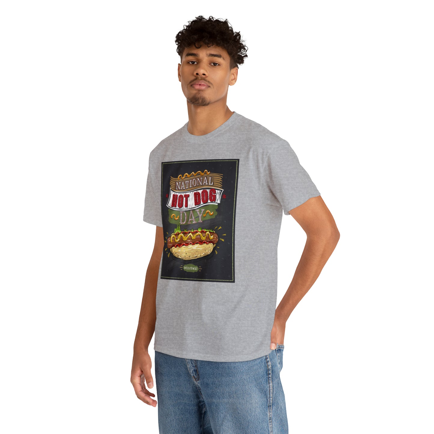 National Hot Dog Day Unisex Heavy Cotton Tee Express Delivery in Continental US