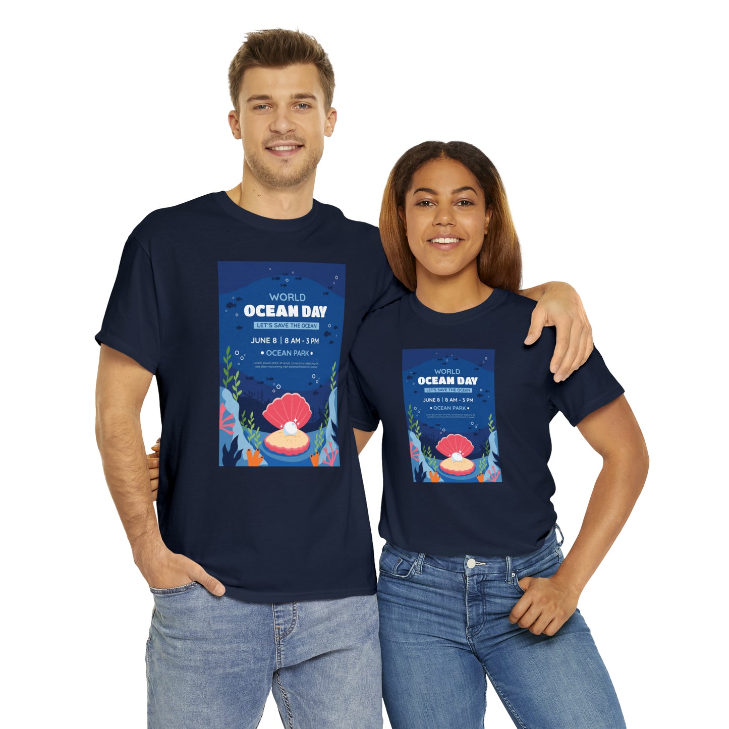 World Ocean Day Unisex Heavy Cotton Tee Express Delivery in Continental US