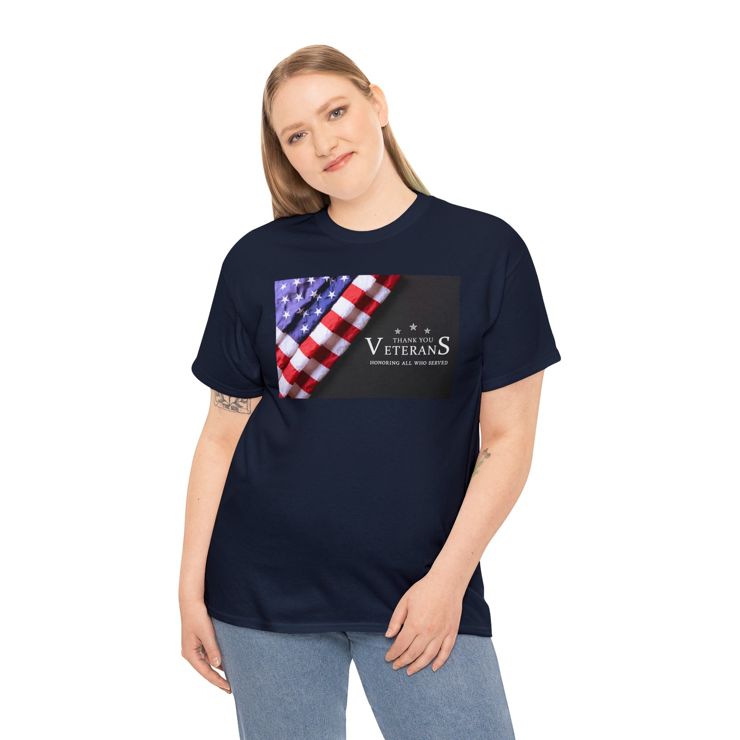 Thank You Veterans-Honoring All Who Served Unisex Heavy Cotton Tee Express Delivery in Continental US