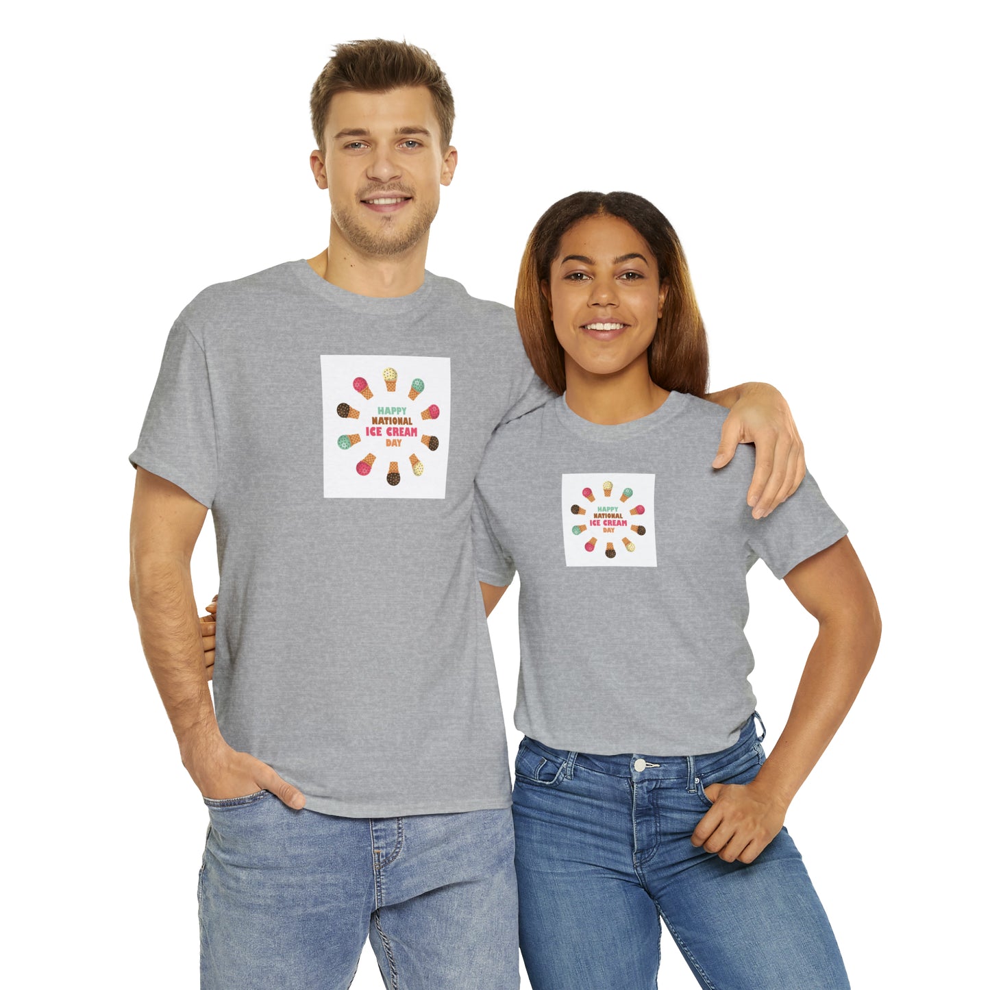Happy National Ice Cream Day Unisex Heavy Cotton Tee Express Delivery in Continental US