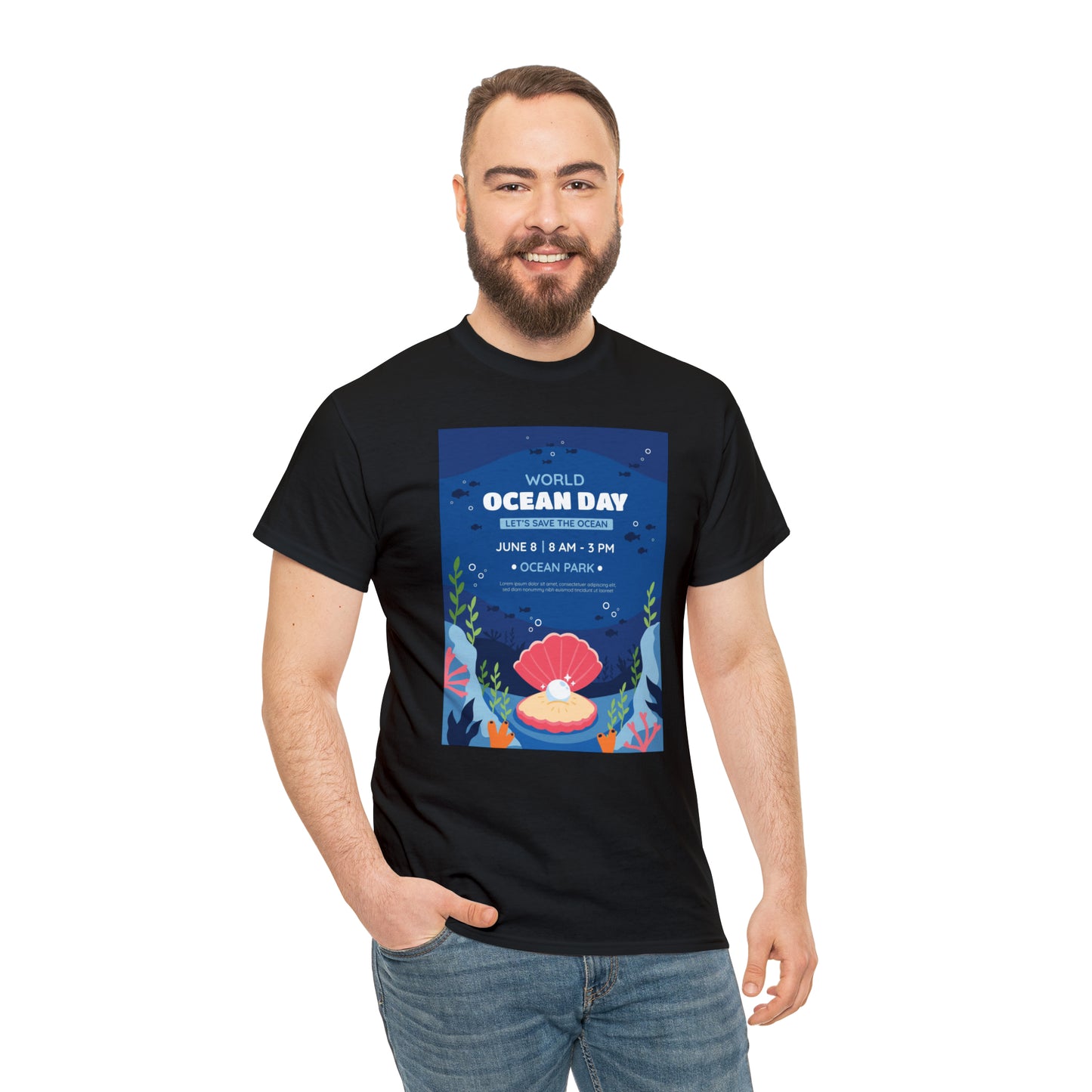 World Ocean Day Unisex Heavy Cotton Tee Express Delivery in Continental US