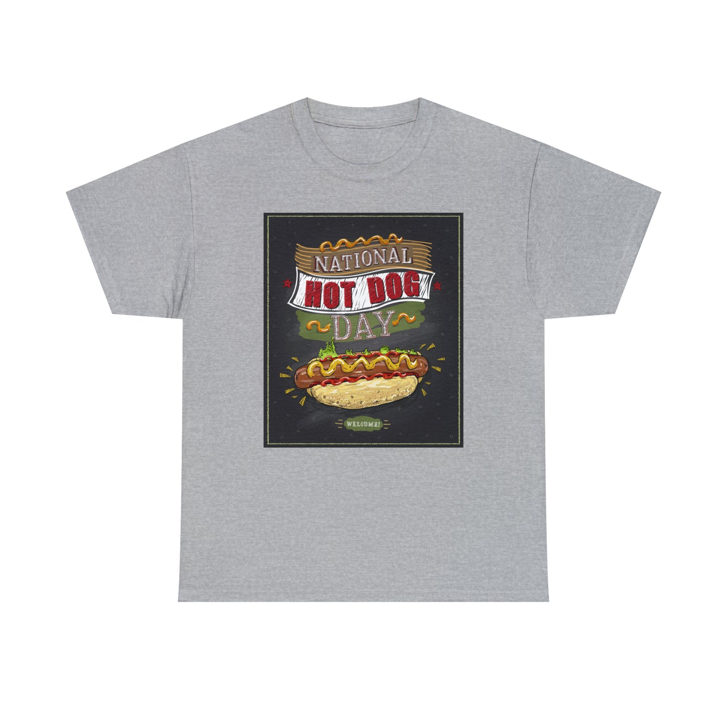 National Hot Dog Day Unisex Heavy Cotton Tee Express Delivery in Continental US