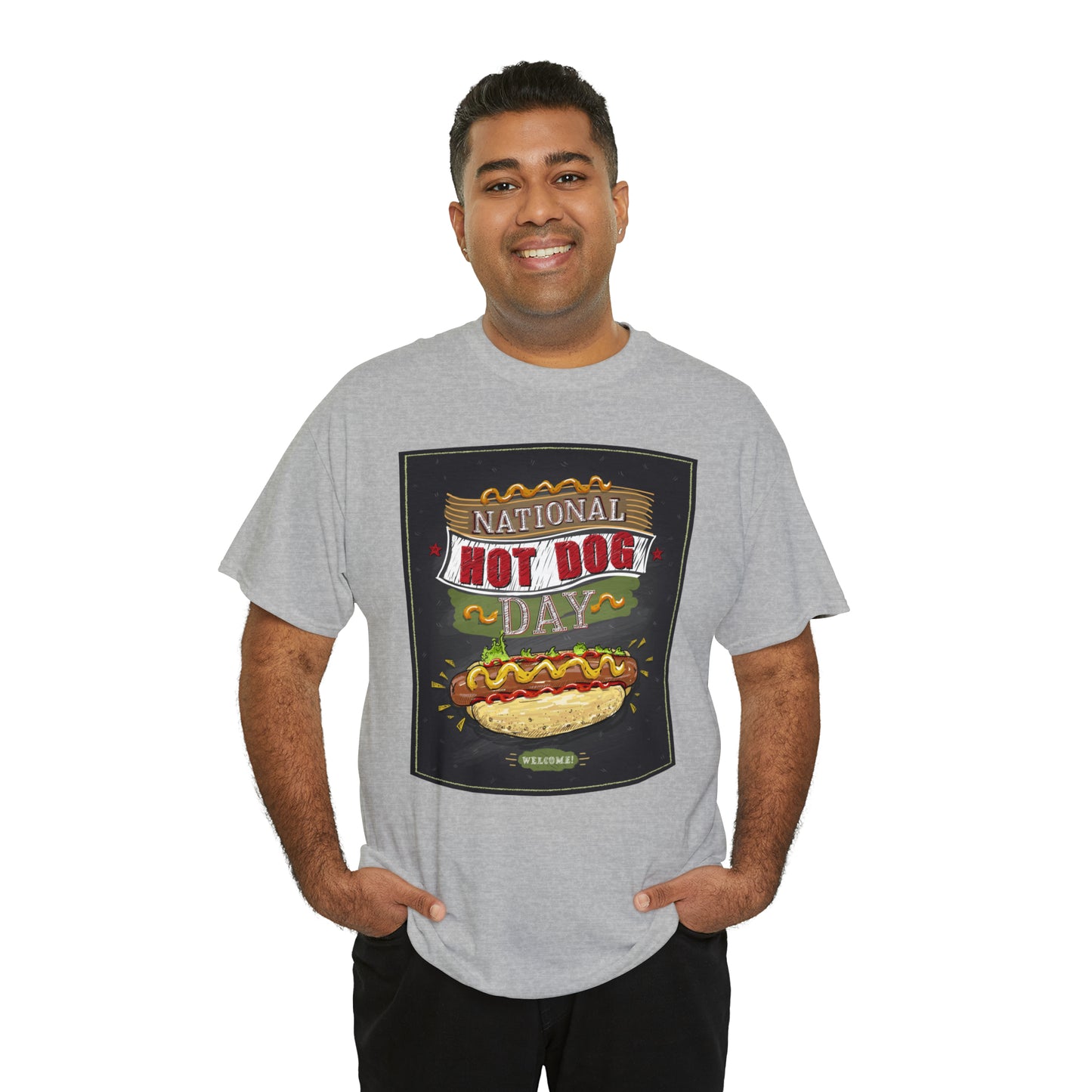 National Hot Dog Day Unisex Heavy Cotton Tee Express Delivery in Continental US