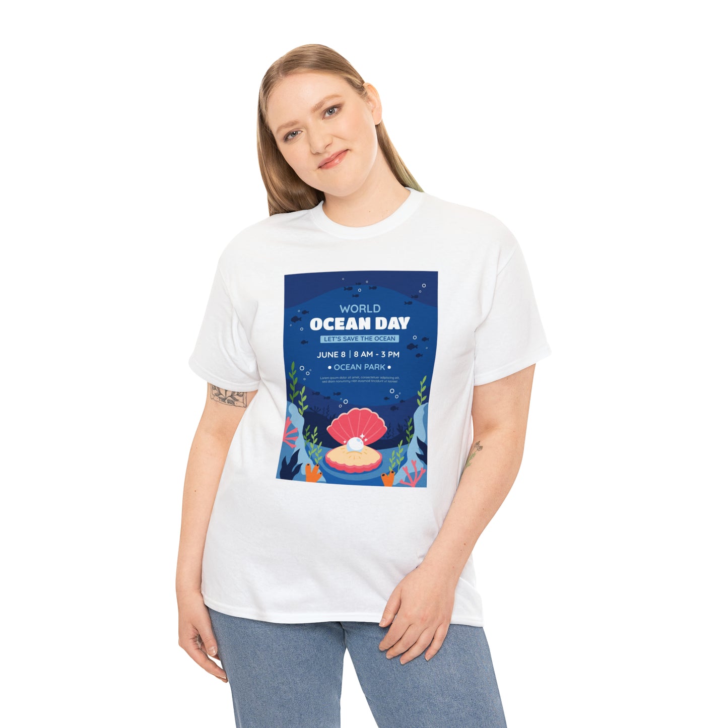 World Ocean Day Unisex Heavy Cotton Tee Express Delivery in Continental US