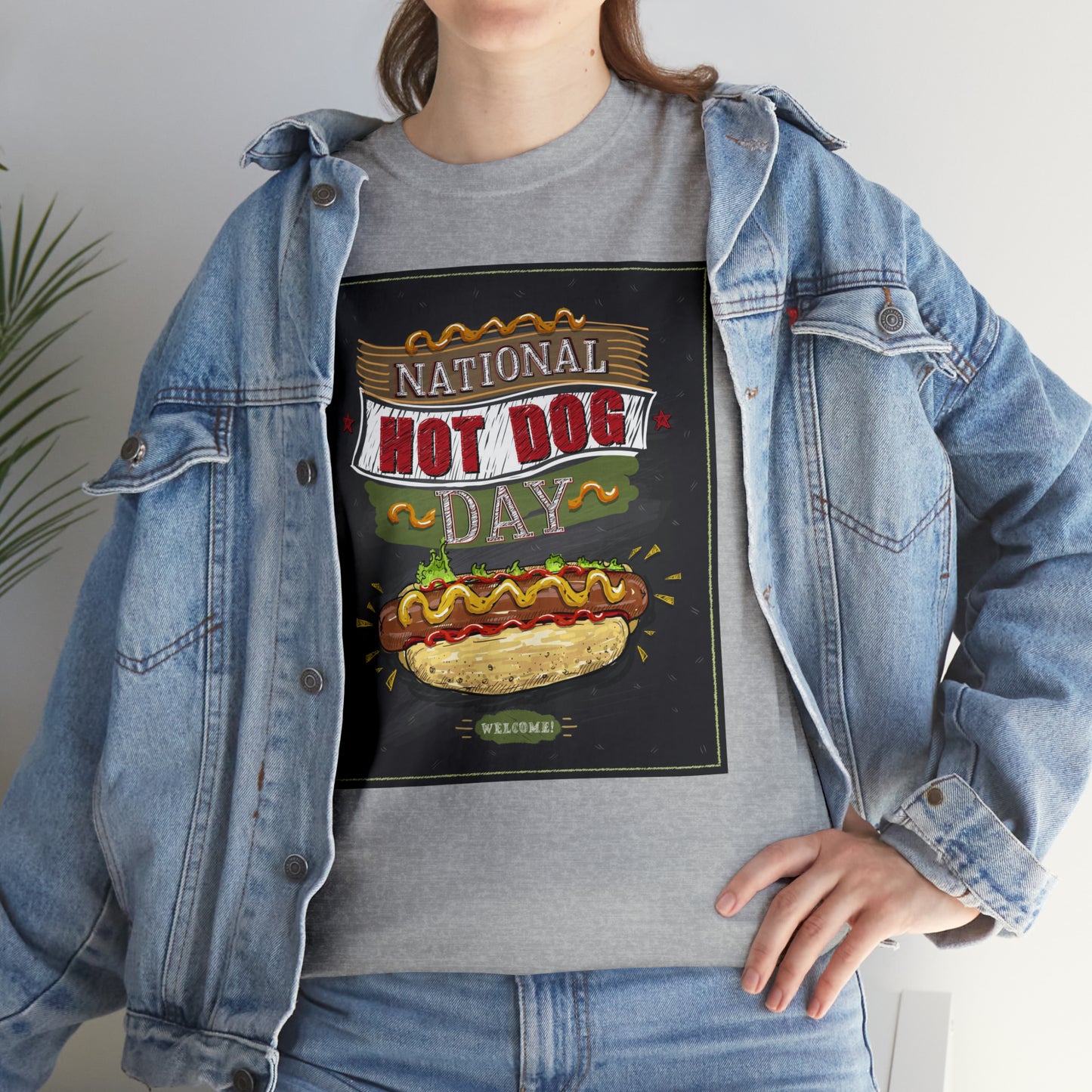 National Hot Dog Day Unisex Heavy Cotton Tee Express Delivery in Continental US