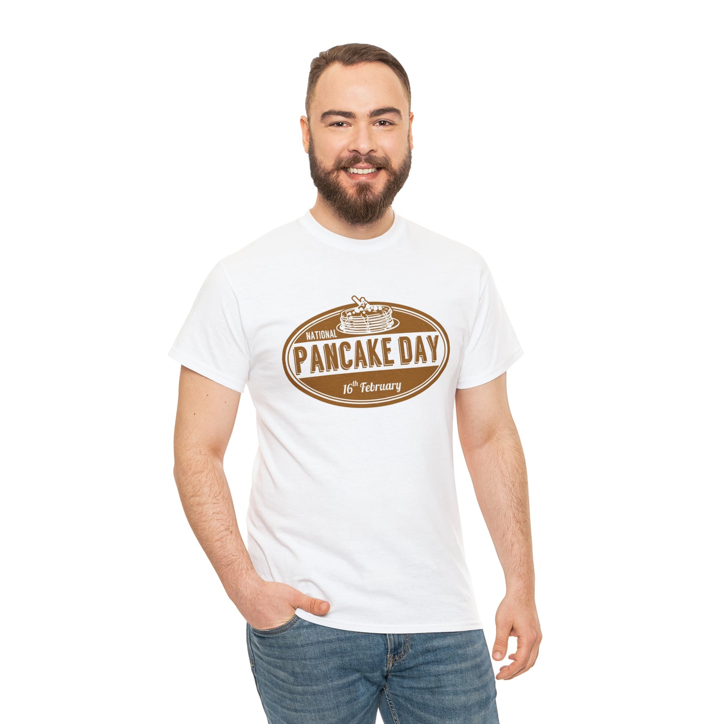National Pancake Day Unisex Heavy Cotton Tee Express Delivery in Continental US