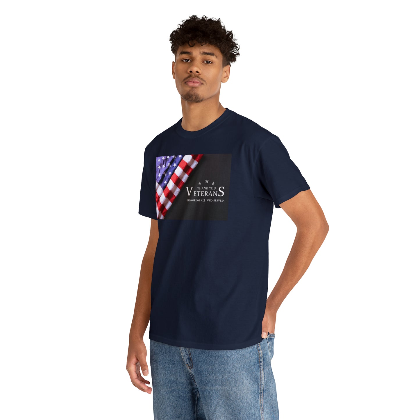 Thank You Veterans-Honoring All Who Served Unisex Heavy Cotton Tee Express Delivery in Continental US