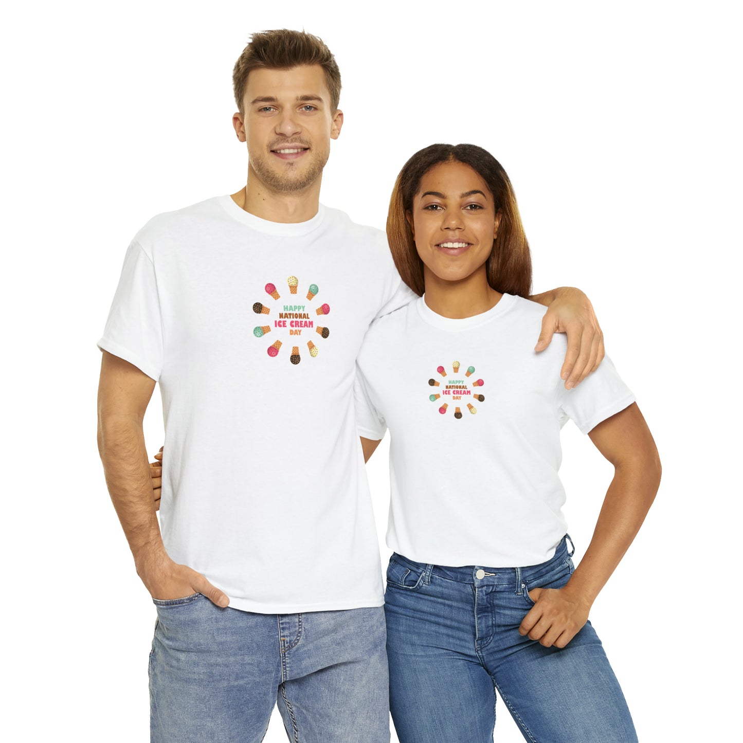 Happy National Ice Cream Day Unisex Heavy Cotton Tee Express Delivery in Continental US