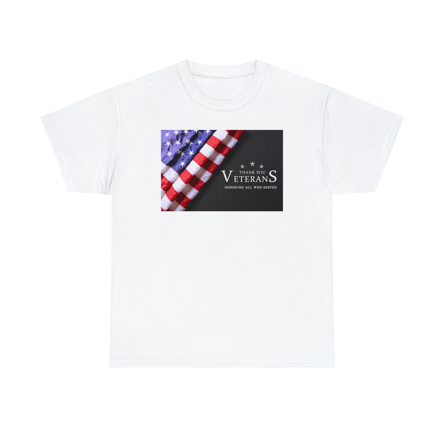 Thank You Veterans-Honoring All Who Served Unisex Heavy Cotton Tee Express Delivery in Continental US