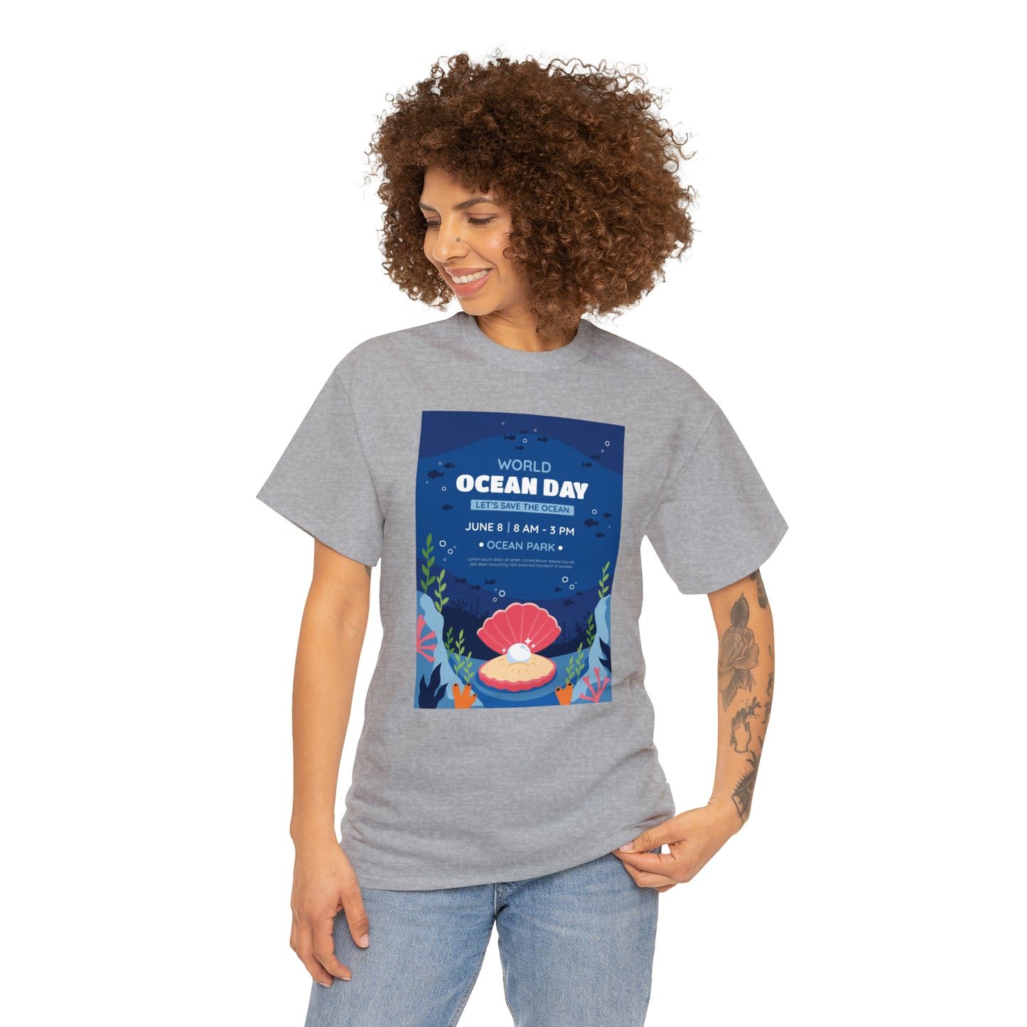 World Ocean Day Unisex Heavy Cotton Tee Express Delivery in Continental US