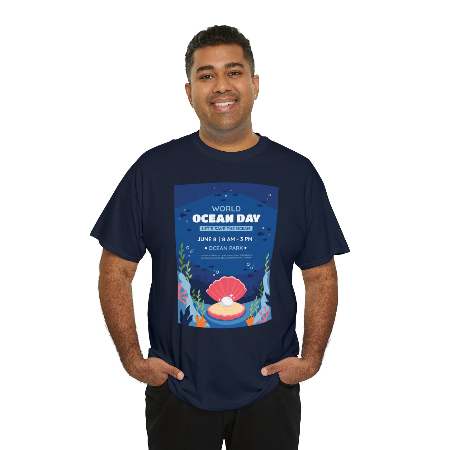 World Ocean Day Unisex Heavy Cotton Tee Express Delivery in Continental US