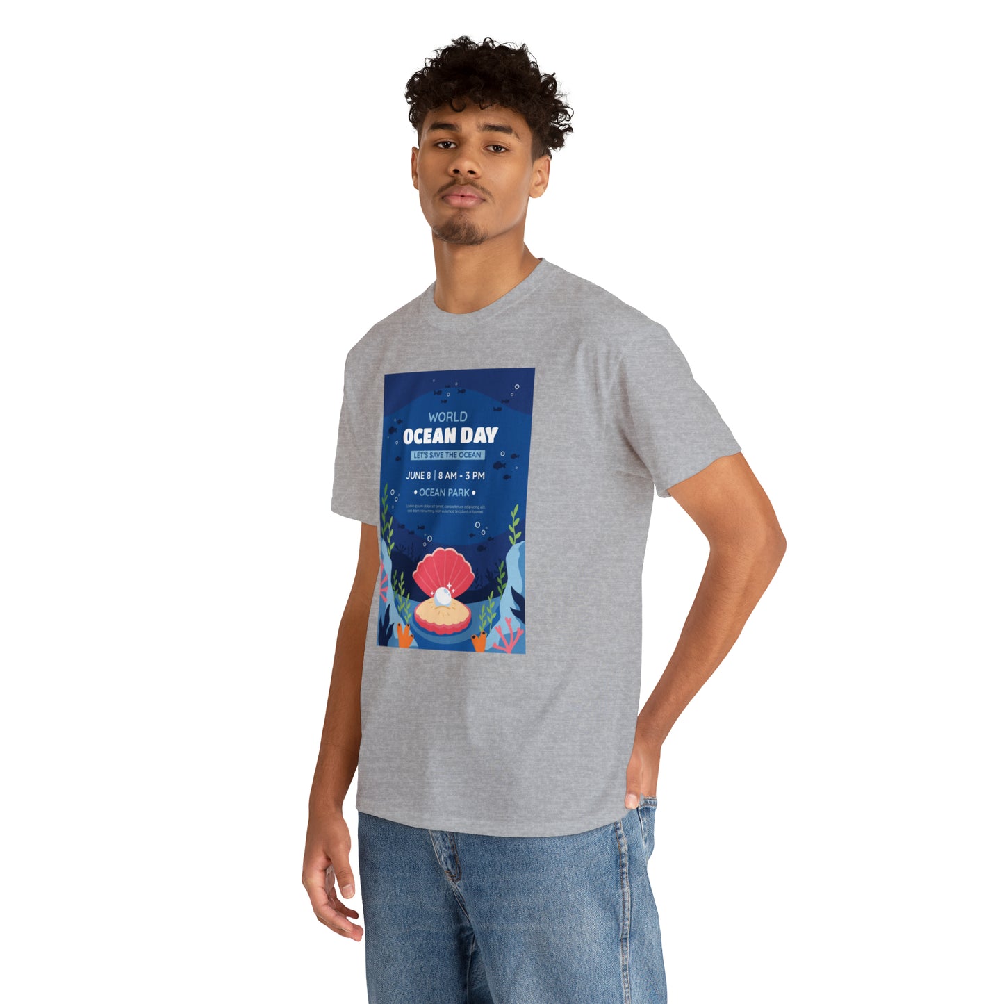World Ocean Day Unisex Heavy Cotton Tee Express Delivery in Continental US
