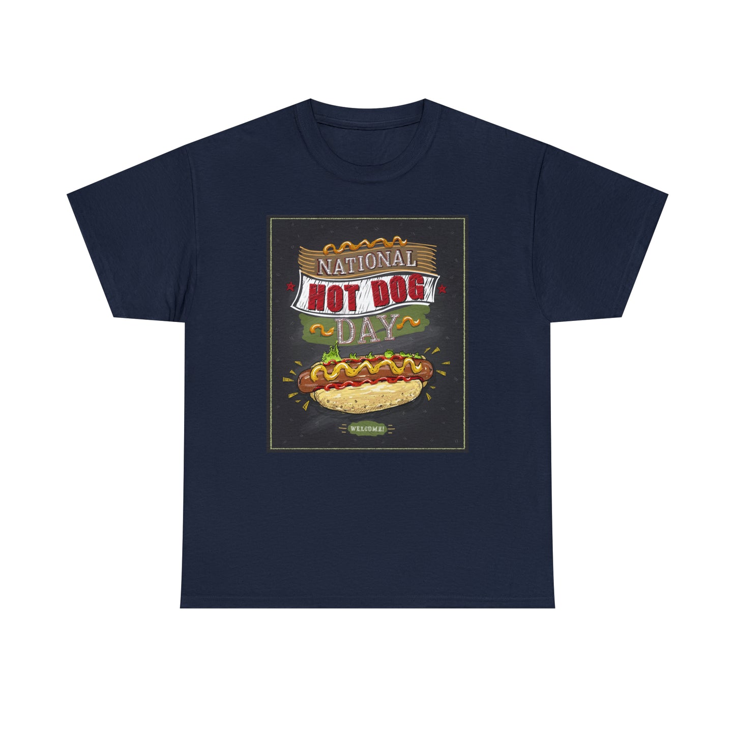 National Hot Dog Day Unisex Heavy Cotton Tee Express Delivery in Continental US