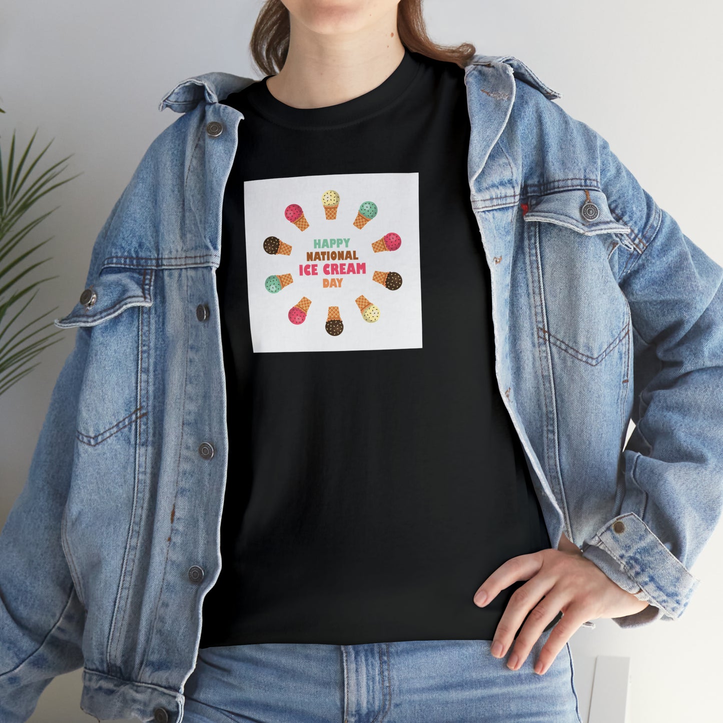 Happy National Ice Cream Day Unisex Heavy Cotton Tee Express Delivery in Continental US