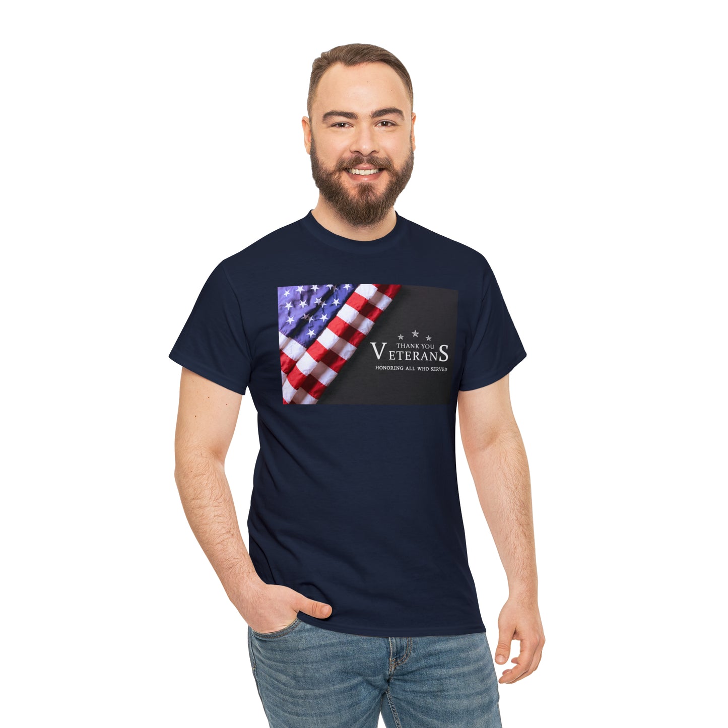 Thank You Veterans-Honoring All Who Served Unisex Heavy Cotton Tee Express Delivery in Continental US