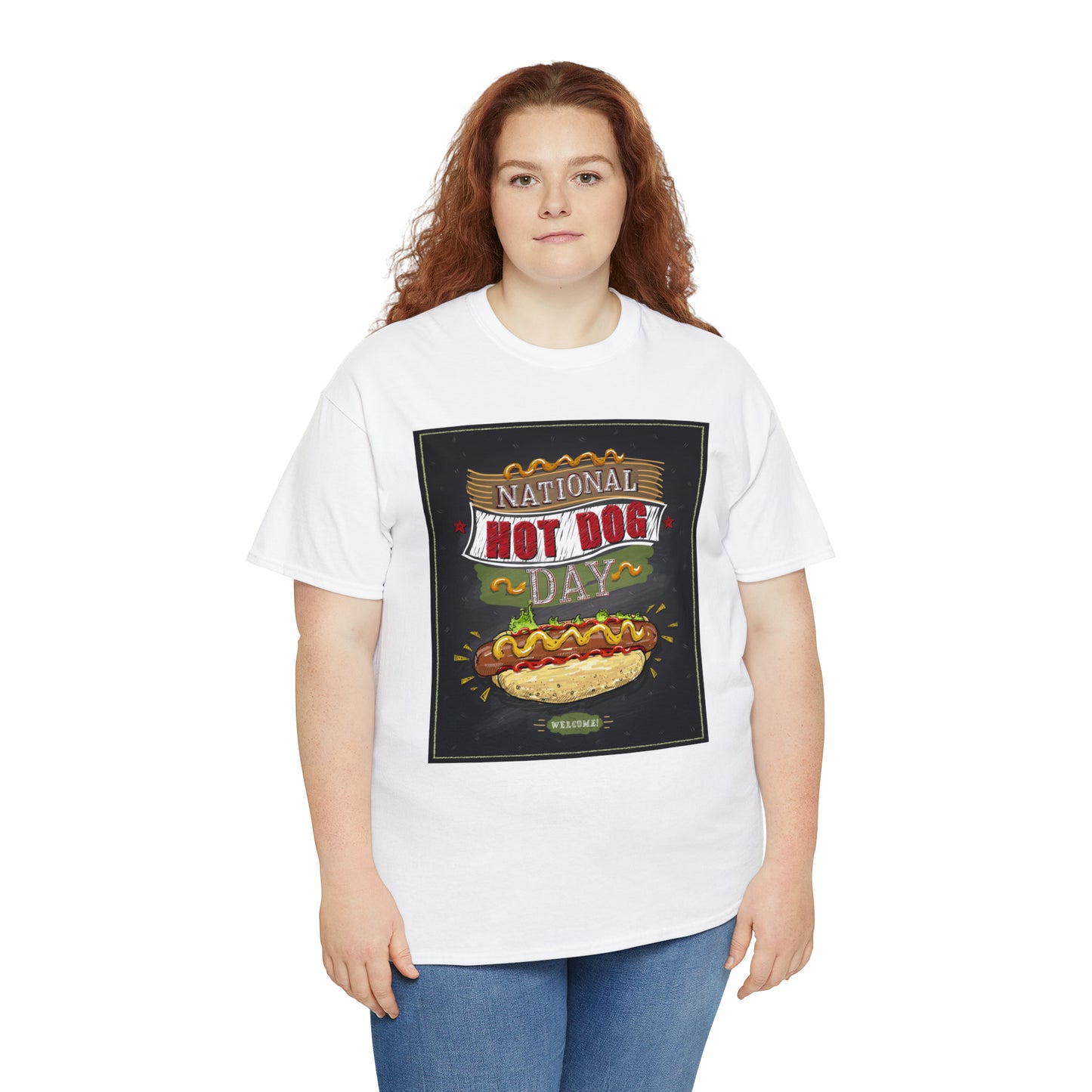 National Hot Dog Day Unisex Heavy Cotton Tee Express Delivery in Continental US
