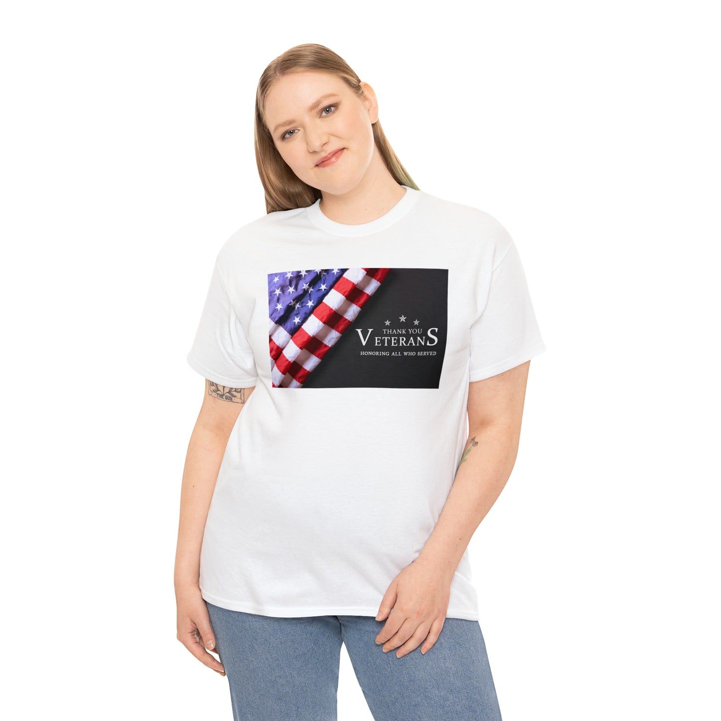 Thank You Veterans-Honoring All Who Served Unisex Heavy Cotton Tee Express Delivery in Continental US