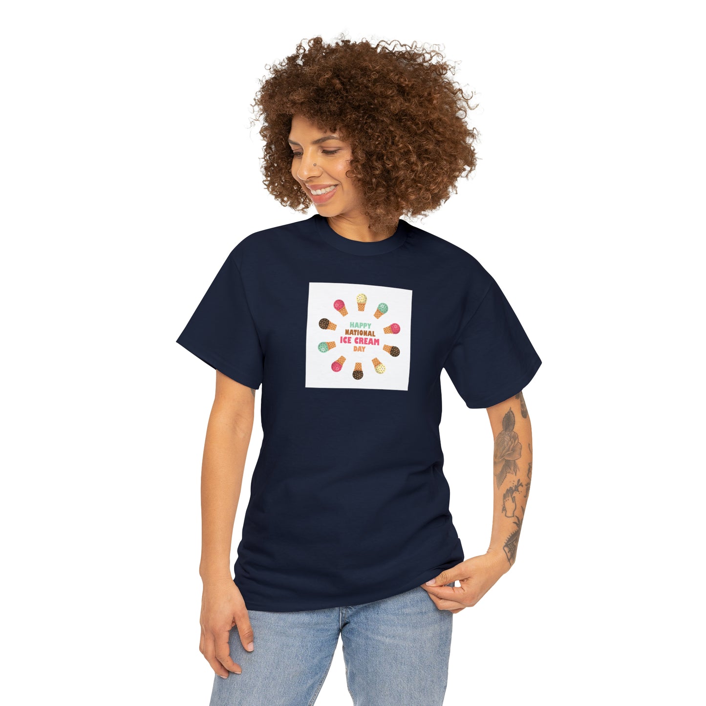Happy National Ice Cream Day Unisex Heavy Cotton Tee Express Delivery in Continental US