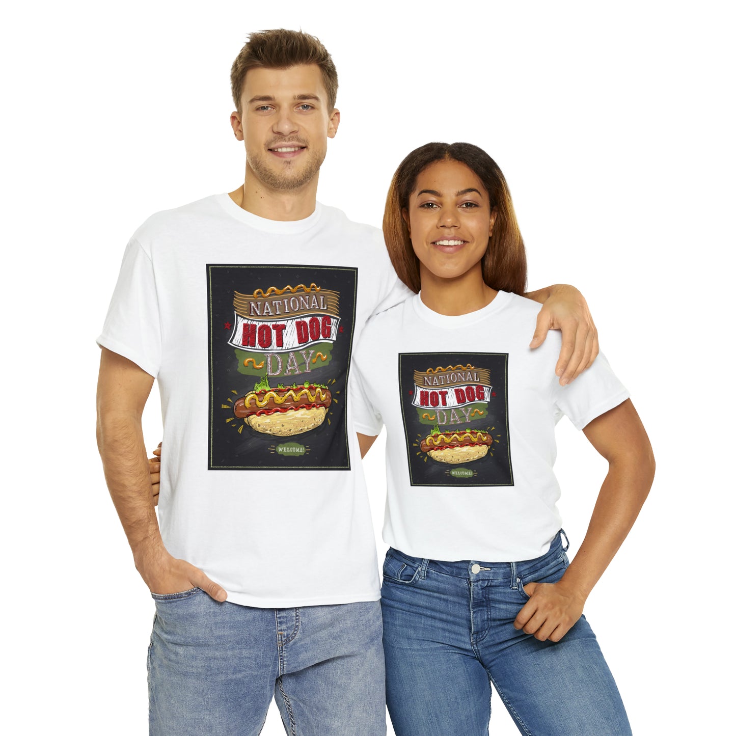 National Hot Dog Day Unisex Heavy Cotton Tee Express Delivery in Continental US