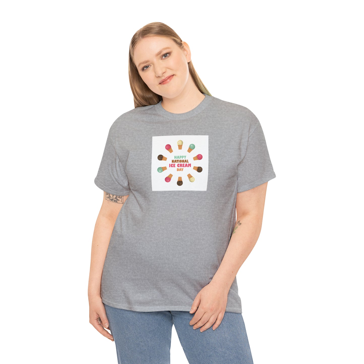 Happy National Ice Cream Day Unisex Heavy Cotton Tee Express Delivery in Continental US