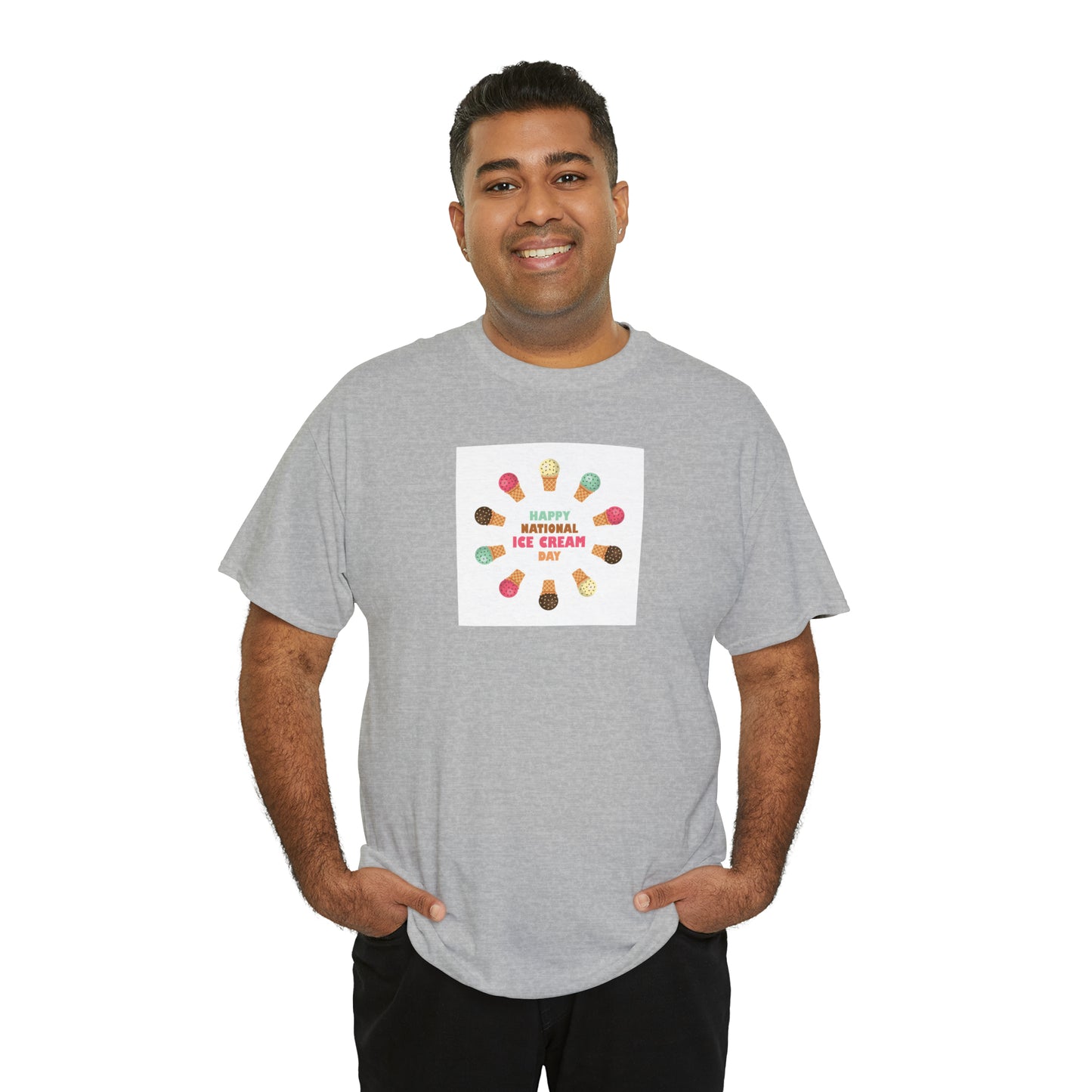 Happy National Ice Cream Day Unisex Heavy Cotton Tee Express Delivery in Continental US